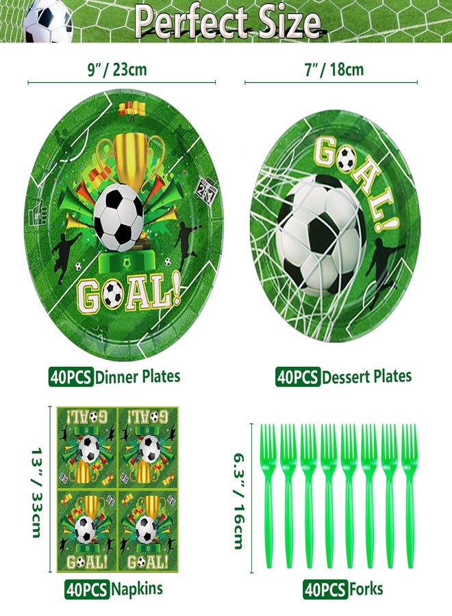 Inspireyee 160 Pack Soccer Party Supplies Sports Theme Birthday Decorations Soccer Party Plates， Napkins，forks Set Soccer Theme Set for Boys Sports Theme Birthday Decorations Serves 40 Guests - Image 2